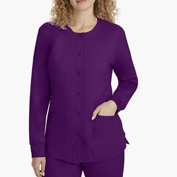 Healing Hands Scrub Jacket 5 Pocket Daisy Snap-up Scrubs Jacket, Small - Picture 1 of 7